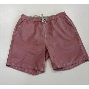 Boden London Men's 34 Swim Trunks Red/White Checkered With Pockets